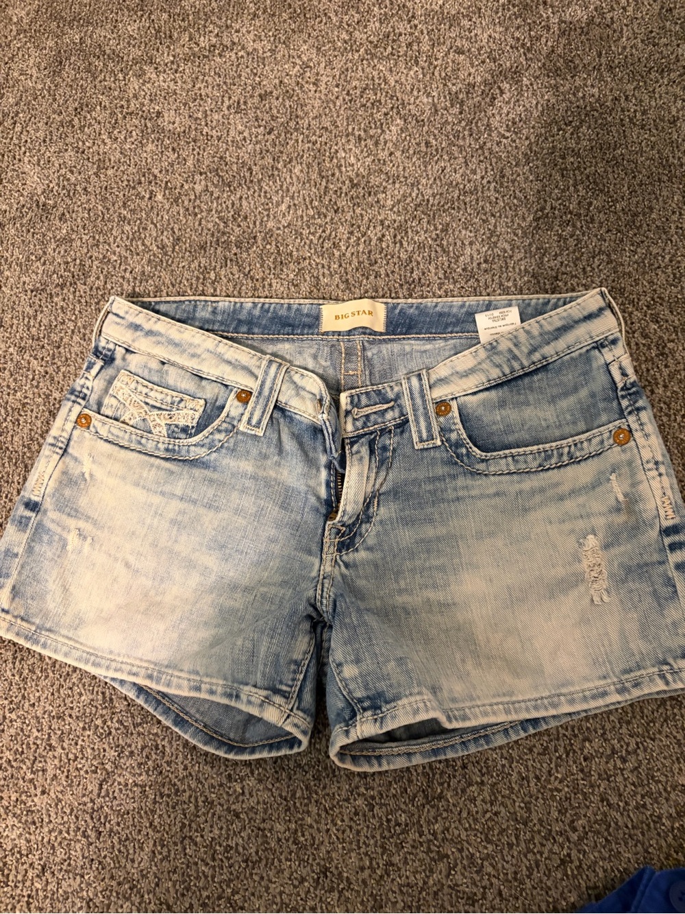 Big Star Light Blue Distressed Denim Shorts